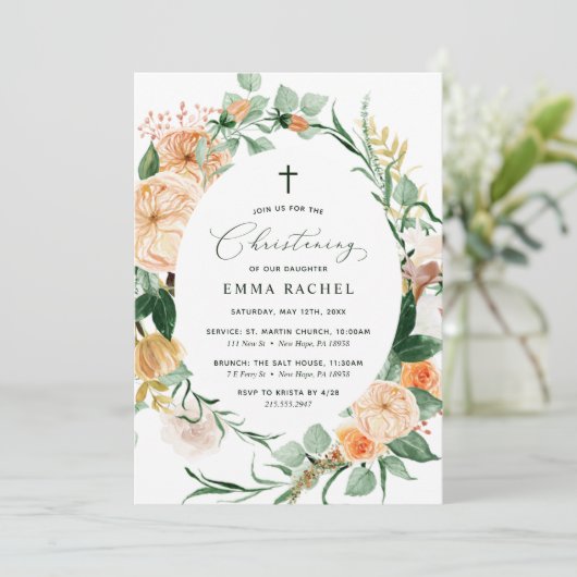 Botanische Boho Greenery Christening Persoonlijk Kaart (Staand voorkant)