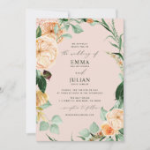 Botanische Boho Greenery Elegant Blush Pink Weddin Kaart (Voorkant)
