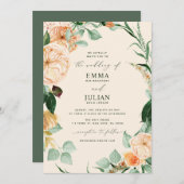 Botanische Boho Greenery Elegant Peach Wedding Kaart (Voorkant / Achterkant)