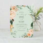 Botanische Boho Greenery Elegant Sage Green Weddin Kaart (Staand voorkant)