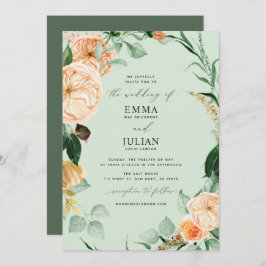 Botanische Boho Greenery Elegant Sage Green Weddin Kaart