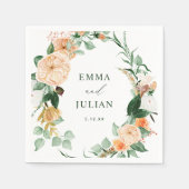 Botanische Boho Greenery Leaf Personalized Wedding Servet (Voorkant)