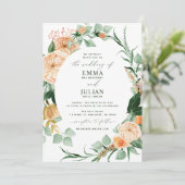 Botanische Boho Greenery Neutral Floral Wedding Kaart (Staand voorkant)