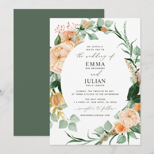 Botanische Boho Greenery Neutral Floral Wedding Kaart (Voorkant / Achterkant)