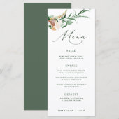 Botanische Boho Greenery Neutral Green Wedding Men Menu (Voorkant / Achterkant)