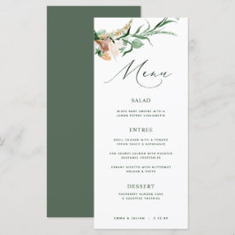 Botanische Boho Greenery Neutral Green Wedding Men Menu