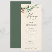 Botanische Boho Greenery Neutral Peach Wedding Menu (Voorkant / Achterkant)