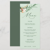 Botanische Boho Greenery Neutral Sage Wedding Menu (Voorkant / Achterkant)