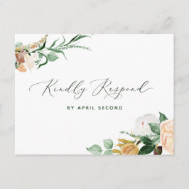 Botanische Boho Greenery Neutral White Wedding RSV Uitnodiging Briefkaart