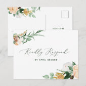 Botanische Boho Greenery Neutral White Wedding RSV Uitnodiging Briefkaart (Voorkant / Achterkant)