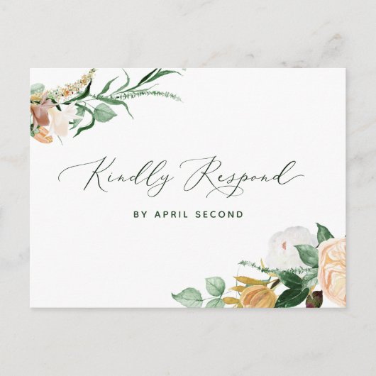 Botanische Boho Greenery Neutral White Wedding RSV Uitnodiging Briefkaart (Voorkant)