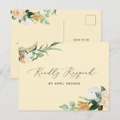 Botanische Boho Greenery Pastel Yellow Weddenschap Uitnodiging Briefkaart (Voorkant / Achterkant)