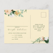Botanische Boho Greenery Pastel Yellow Weddenschap Uitnodiging Briefkaart (Achterkant)