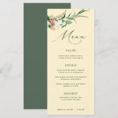 Botanische Boho Greenery Pastel Yellow Wedding Men Menu (Voorkant / Achterkant)