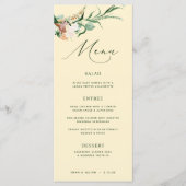 Botanische Boho Greenery Pastel Yellow Wedding Men Menu (Voorkant)