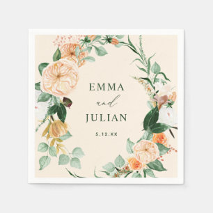 Botanische Boho Greenery Peach Personalized Weddin Servet