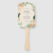Botanische Boho Greenery Peach Wedding Programme Handwaaier (Voorkant)