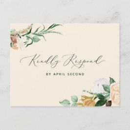Botanische Boho Greenery Peach Wedding RSVP Antwoo Uitnodiging Briefkaart