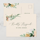 Botanische Boho Greenery Peach Wedding RSVP Antwoo Uitnodiging Briefkaart (Voorkant / Achterkant)