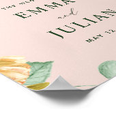 Botanische Boho Greenery Pink Weddenschap Welkomst Poster (Hoek)