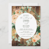 Botanische Boho Greenery Rustic Woodgrain Wedding Kaart (Voorkant)