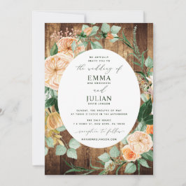 Botanische Boho Greenery Rustic Woodgrain Wedding Kaart