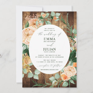 Botanische Boho Greenery Rustic Woodgrain Wedding Kaart