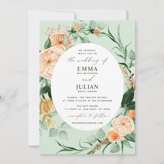 Botanische Boho Greenery Sage Green Floral Wedding Kaart (Voorkant)