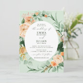 Botanische Boho Greenery Sage Green Floral Wedding Kaart (Staand voorkant)