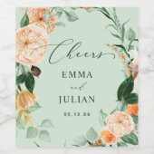 Botanische Boho Greenery Sage Green Wedding Favor Wijn Etiket (Enkel label)