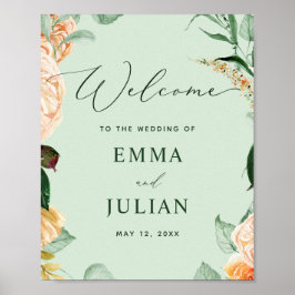 Botanische Boho Greenery Sage Wedding Welkomstbord Poster