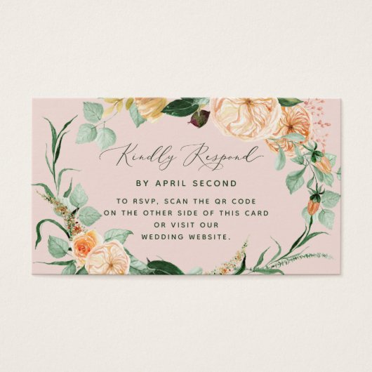 Botanische Boho Greenery Wedding QR Code RSVP Card Visitekaartje (Voorkant)