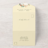 Botanische Boho Greenery Yellow Floral Wedding All In One Uitnodiging (Buitenkant)