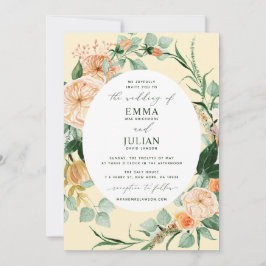 Botanische Boho Greenery Yellow Floral Wedding Kaart