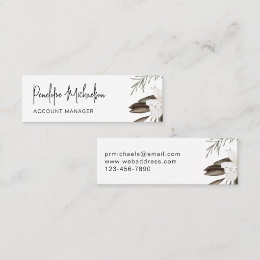 Botanische Boho-grens met moderne lettertekens Mini Visitekaartje (Voorkant / Achterkant)