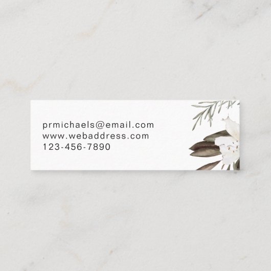 Botanische Boho-grens met moderne lettertekens Mini Visitekaartje (Achterkant)