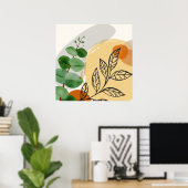 Botanische Boho Groen Oranje Poster (Thuiskantoor)