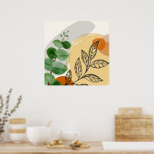 Botanische Boho Groen Oranje Poster (Keuken)