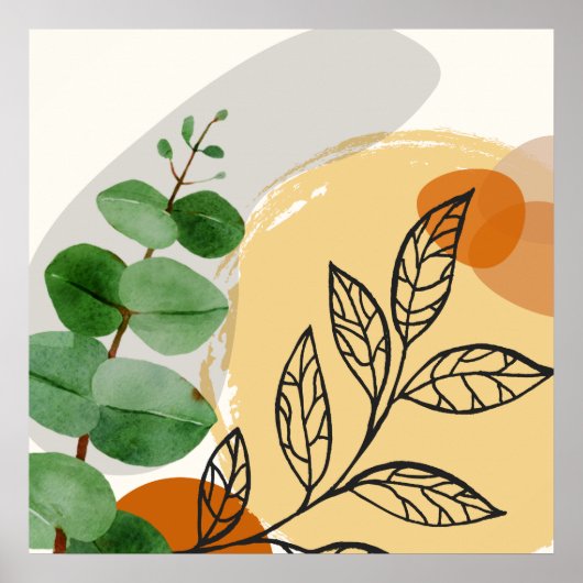 Botanische Boho Groen Oranje Poster (Voorkant)