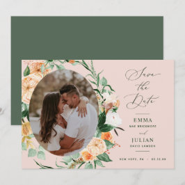 Botanische Boho Groene Blos Blush Roze Neutrale Fo Save The Date