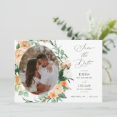 Botanische Boho Groene Salie Groen Neutrale Foto Save The Date (Staand voorkant)