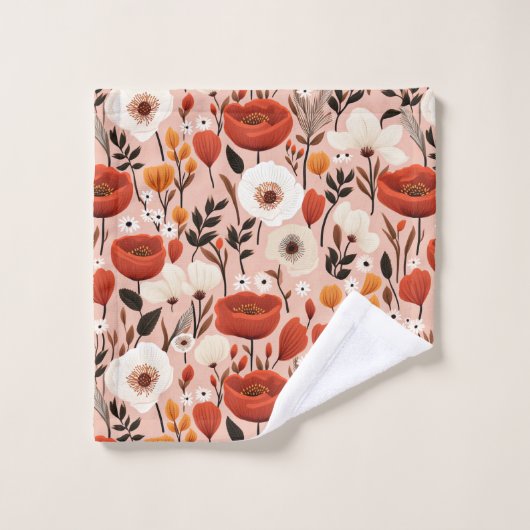Botanische Boho Herfst Wildflower Meadow Pattern Bad Handdoek (Wasdoekje)