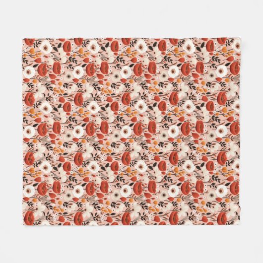 Botanische Boho Herfst Wildflower Meadow Pattern Fleece Deken (Voorkant (Horizontaal))