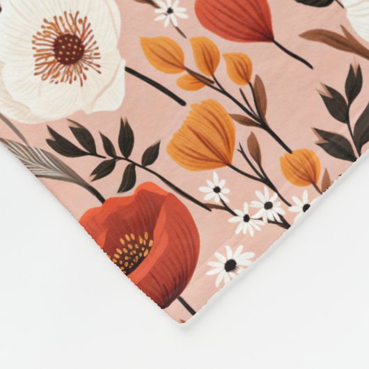 Botanische Boho Herfst Wildflower Meadow Pattern Fleece Deken (Hoek)