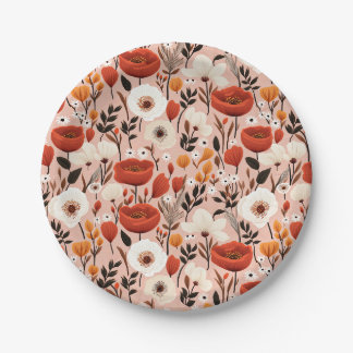 Botanische Boho Herfst Wildflower Meadow Pattern Papieren Bordje