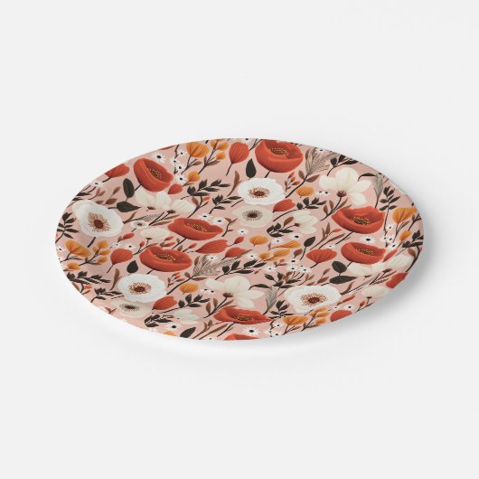 Botanische Boho Herfst Wildflower Meadow Pattern Papieren Bordje (Gekanteld)