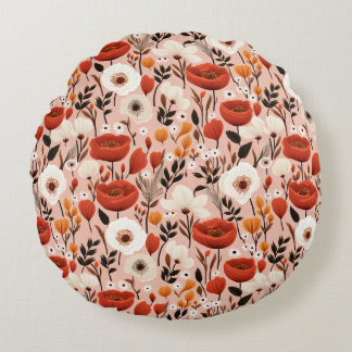 Botanische Boho Herfst Wildflower Meadow Pattern Rond Kussen