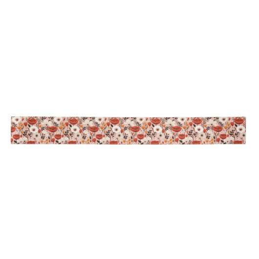 Botanische Boho Herfst Wildflower Meadow Pattern Satijnen Lint (Voorkant)