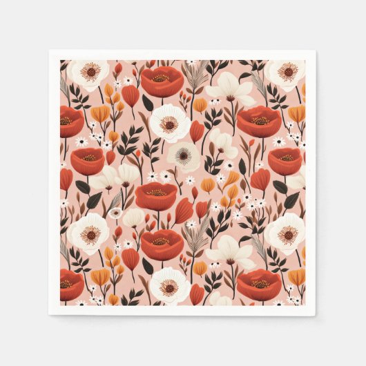 Botanische Boho Herfst Wildflower Meadow Pattern Servet (Voorkant)