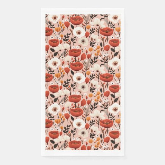 Botanische Boho Herfst Wildflower Meadow Pattern Servet (Voorkant)